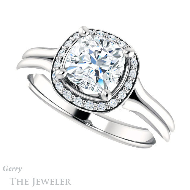 Cushion Cut Forever One Moissanite Engagement Ring #GTJ1202-cushion-fo-w 5 Cushion Cut Forever One Moissanite Engagement Ring #GTJ1202-cushion-fo-w