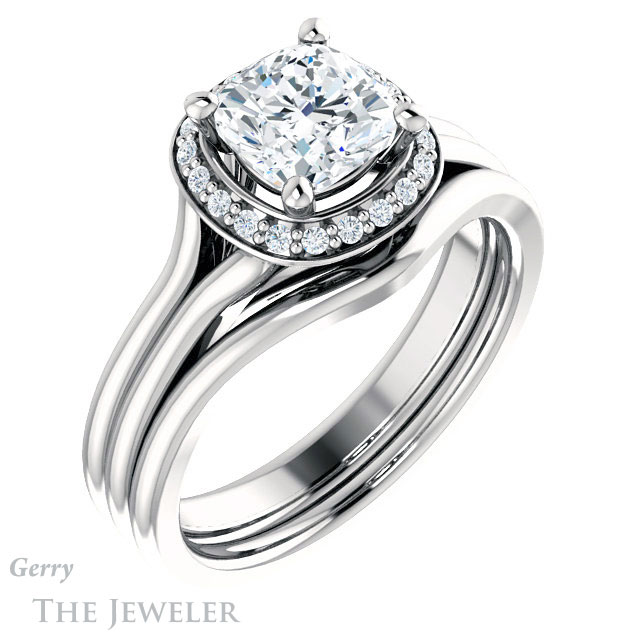 Cushion Cut Forever One Moissanite Engagement Ring #GTJ1202-cushion-fo-w 6 Cushion Cut Forever One Moissanite Engagement Ring #GTJ1202-cushion-fo-w
