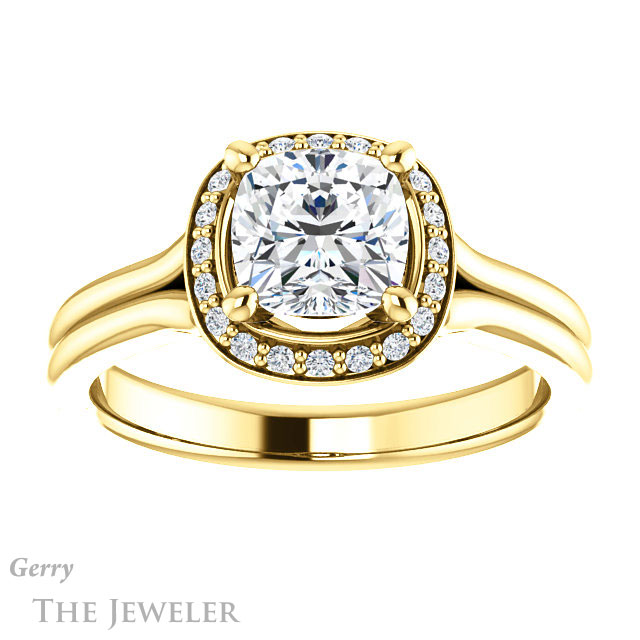 Cushion Cut Forever One Moissanite Engagement Ring #GTJ1202-cushion-fo-y
