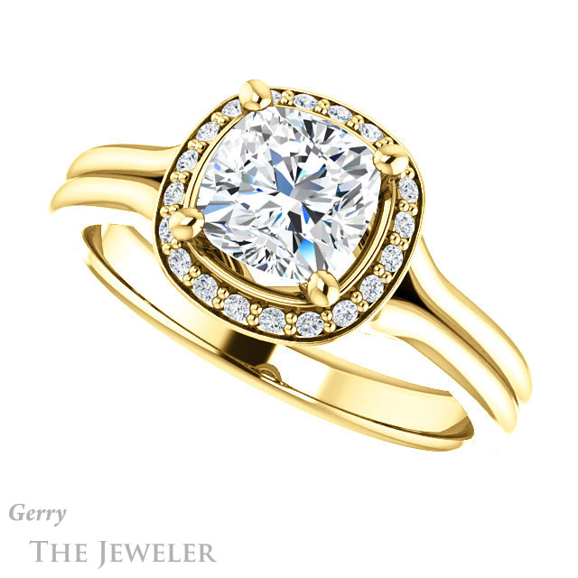 Cushion Cut Forever One Moissanite Engagement Ring #GTJ1202-cushion-fo-y 5 Cushion Cut Forever One Moissanite Engagement Ring #GTJ1202-cushion-fo-y