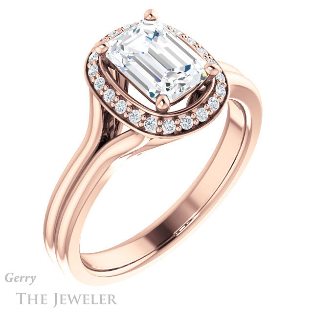 Emerald Cut Forever Brilliant Moissanite Engagement Ring #GTJ1202-emerald-fb-r
