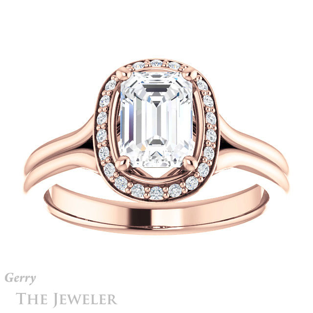 Emerald Cut Forever Brilliant Moissanite Engagement Ring #GTJ1202-emerald-fb-r
