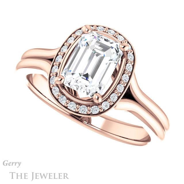 Emerald Cut Forever Brilliant Moissanite Engagement Ring #GTJ1202-emerald-fb-r