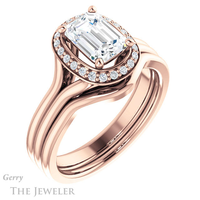 Emerald Cut Forever Brilliant Moissanite Engagement Ring #GTJ1202-emerald-fb-r
