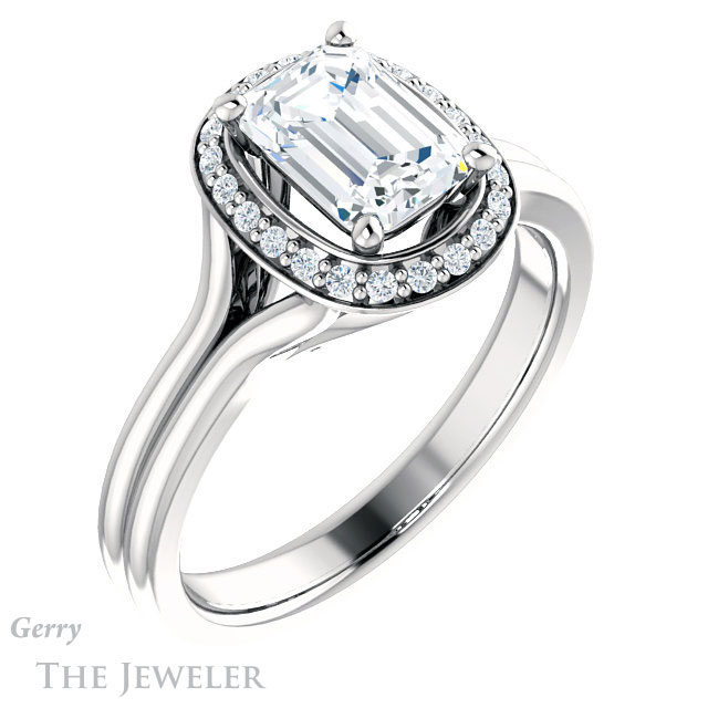Emerald Cut Forever Brilliant Moissanite Engagement Ring #GTJ1202-emerald-fb-w