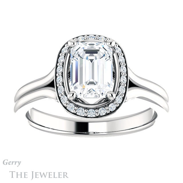 Emerald Cut Forever Brilliant Moissanite Engagement Ring #GTJ1202-emerald-fb-w