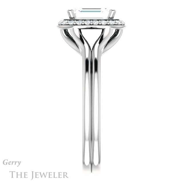 Emerald Cut Forever Brilliant Moissanite Engagement Ring #GTJ1202-emerald-fb-w