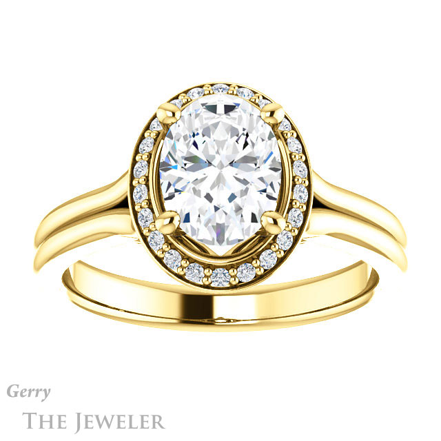 Oval Shaped Forever One Moissanite Engagement Ring #GTJ1202-oval-fo-y
