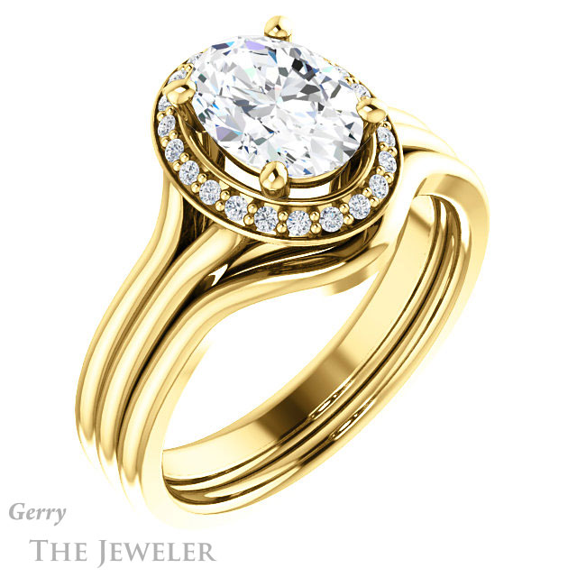 Oval Shaped Forever One Moissanite Engagement Ring #GTJ1202-oval-fo-y 6 Oval Shaped Forever One Moissanite Engagement Ring #GTJ1202-oval-fo-y