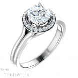 Round Cut Forever One Moissanite Engagement Ring #GTJ1202-round-fo-w