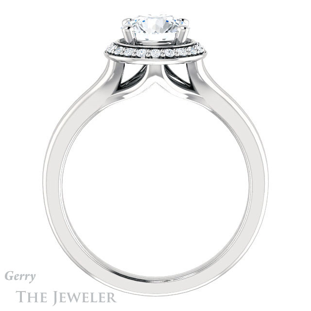 Round Cut Forever One Moissanite Engagement Ring #GTJ1202-round-fo-w
