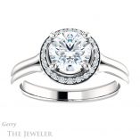 Round Cut Forever One Moissanite Engagement Ring #GTJ1202-round-fo-w