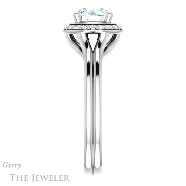 Round Cut Forever One Moissanite Engagement Ring #GTJ1202-round-fo-w
