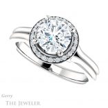Round Cut Forever One Moissanite Engagement Ring #GTJ1202-round-fo-w