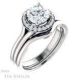 Round Cut Forever One Moissanite Engagement Ring #GTJ1202-round-fo-w