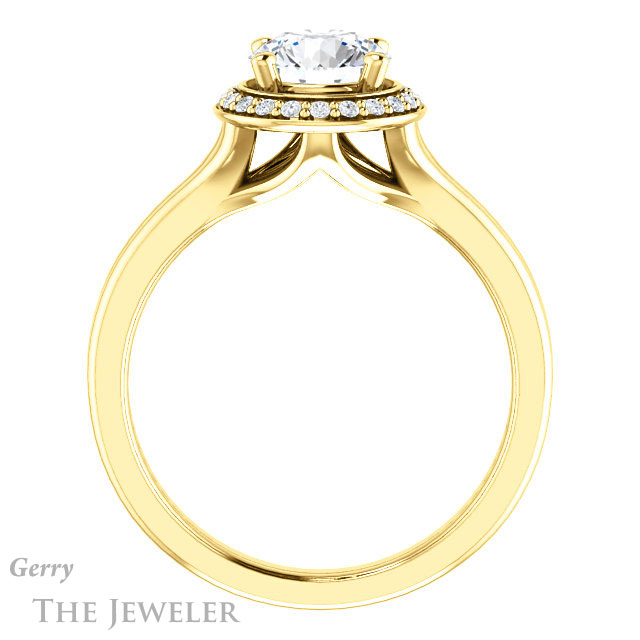Round Cut Forever One Moissanite Engagement Ring #GTJ1202-round-fo-y