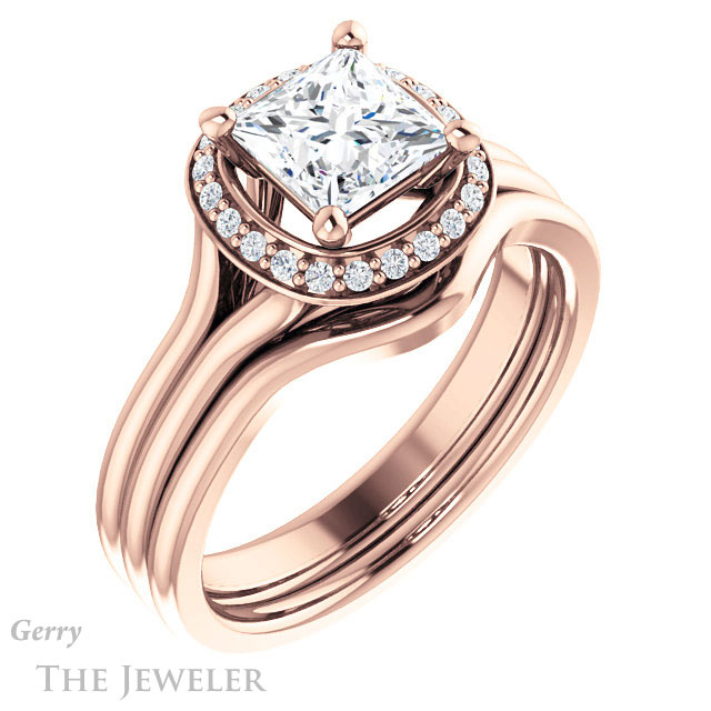 Princess Cut Forever One Moissanite Engagement Ring #GTJ1202-square-fo-r