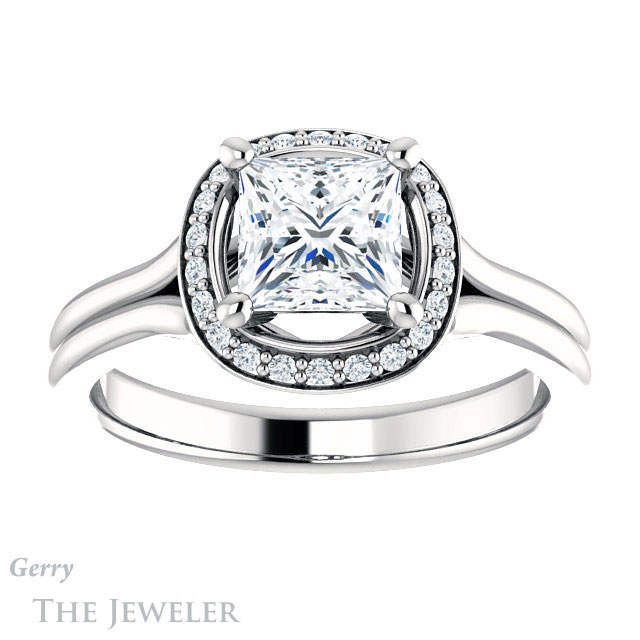 Princess Cut Forever One Moissanite Engagement Ring #GTJ1202-square-fo-w