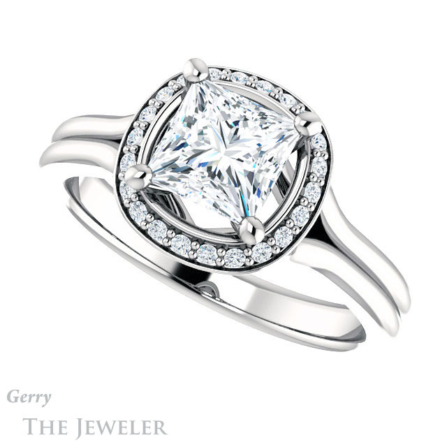 Princess Cut Forever One Moissanite Engagement Ring #GTJ1202-square-fo-w