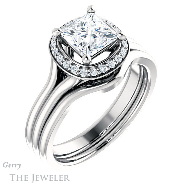 Princess Cut Forever One Moissanite Engagement Ring #GTJ1202-square-fo-w