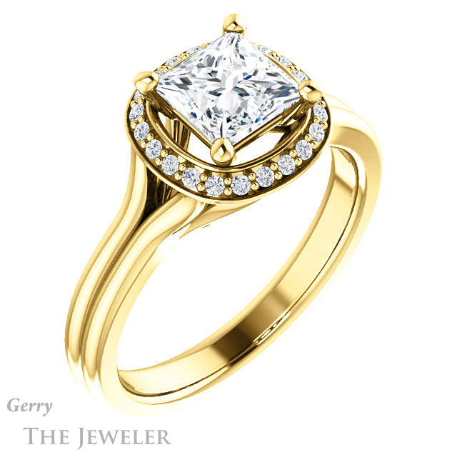 Princess Cut Forever One Moissanite Engagement Ring #GTJ1202-square-fo-y 4 Princess Cut Forever One Moissanite Engagement Ring #GTJ1202-square-fo-y
