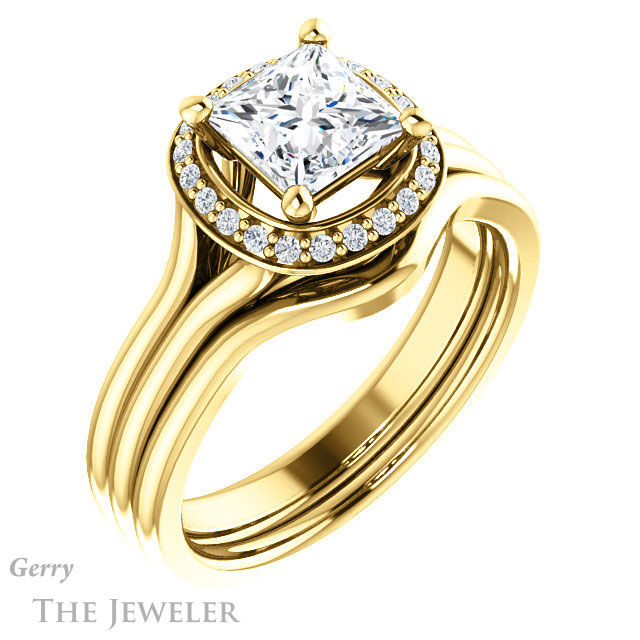 Princess Cut Forever One Moissanite Engagement Ring #GTJ1202-square-fo-y 6 Princess Cut Forever One Moissanite Engagement Ring #GTJ1202-square-fo-y