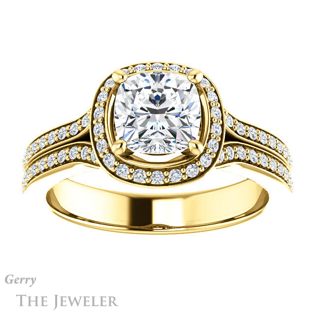 Cushion Cut Forever One Moissanite Engagement Ring #GTJ1203-cushion-fo-y