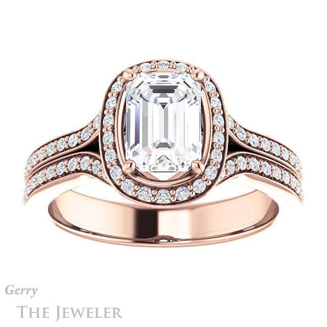 Emerald Cut Forever Brilliant Moissanite Engagement Ring #GTJ1203-emerald-fb-r