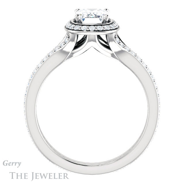 Emerald Cut Forever Brilliant Moissanite Engagement Ring #GTJ1203-emerald-fb-w