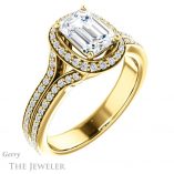 Emerald Cut Forever One Moissanite Engagement Ring #GTJ1203-emerald-fb-y 4 Emerald Cut Forever Brilliant Moissanite Engagement Ring #GTJ1203-emerald-fb-y