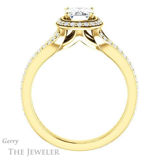 Emerald Cut Forever One Moissanite Engagement Ring #GTJ1203-emerald-fb-y 2 Emerald Cut Forever Brilliant Moissanite Engagement Ring #GTJ1203-emerald-fb-y