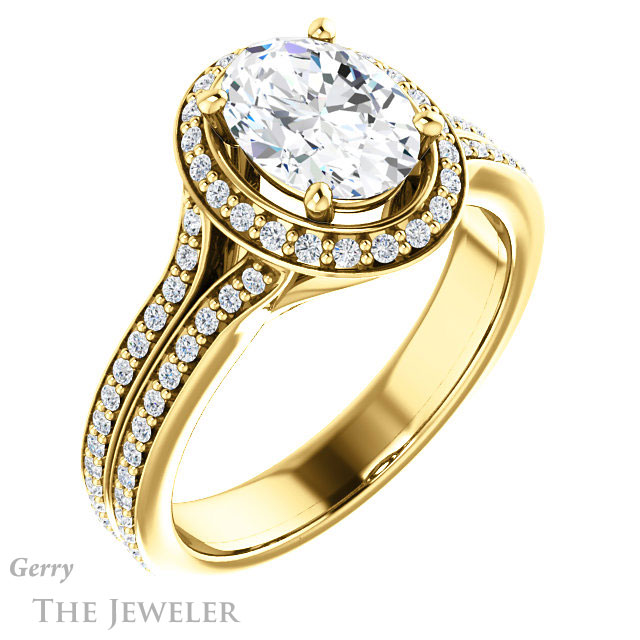 Oval Shaped Forever One Moissanite Engagement Ring #GTJ1203-oval-fo-y 4 Oval Shaped Forever One Moissanite Engagement Ring #GTJ1203-oval-fo-y