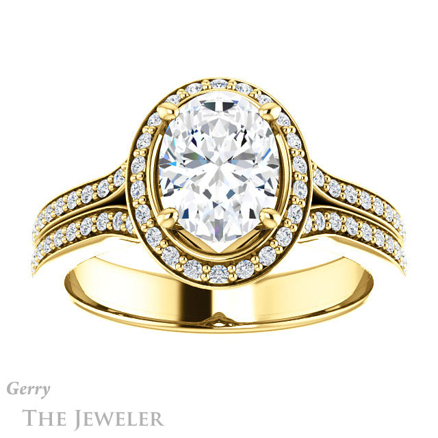 Oval Shaped Forever One Moissanite Engagement Ring #GTJ1203-oval-fo-y
