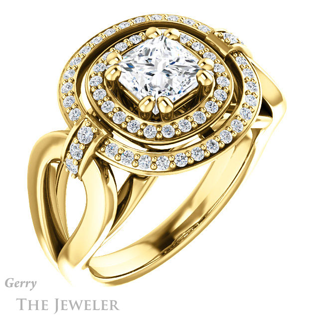 Princess Cut Forever One Moissanite Engagement Ring #GTJ1204-square-fo-y | Gerry The Jeweler Princess Cut Forever One Moissanite Engagement Ring #GTJ1204-square-fo-y