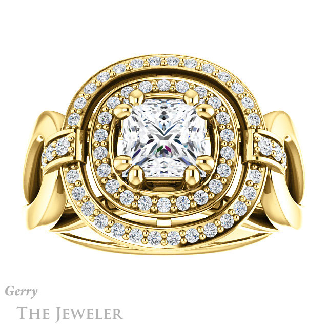 Princess Cut Forever One Moissanite Engagement Ring #GTJ1204-square-fo-y | Gerry The Jeweler Princess Cut Forever One Moissanite Engagement Ring #GTJ1204-square-fo-y