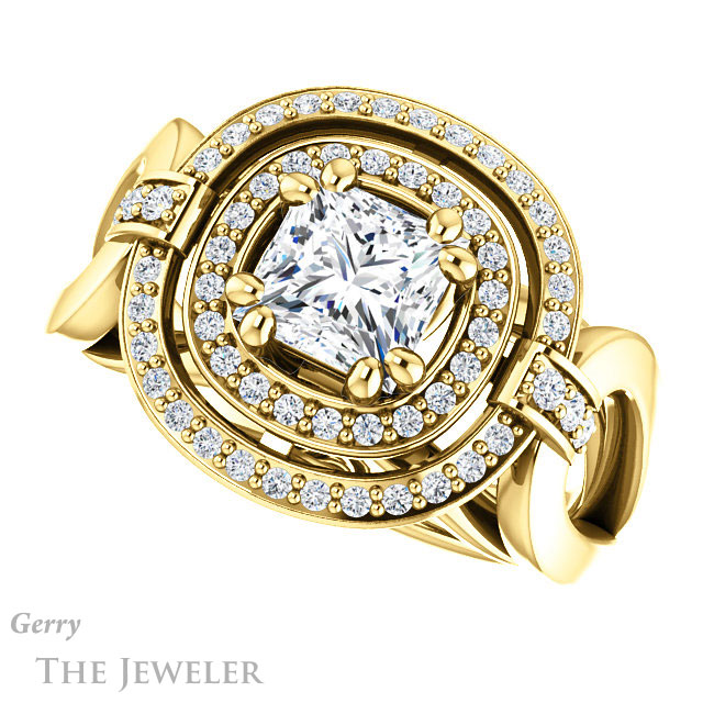 Princess Cut Forever One Moissanite Engagement Ring #GTJ1204-square-fo-y | Gerry The Jeweler Princess Cut Forever One Moissanite Engagement Ring #GTJ1204-square-fo-y
