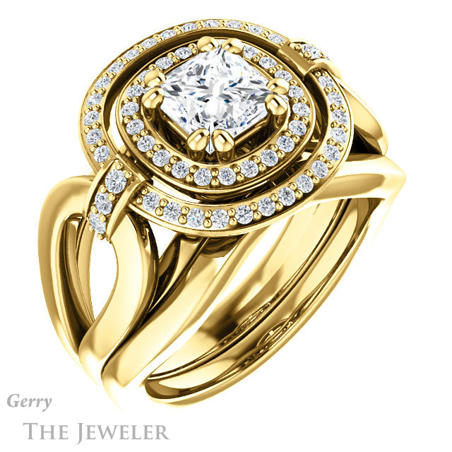 Princess Cut Forever One Moissanite Engagement Ring #GTJ1204-square-fo-y | Gerry The Jeweler Princess Cut Forever One Moissanite Engagement Ring #GTJ1204-square-fo-y