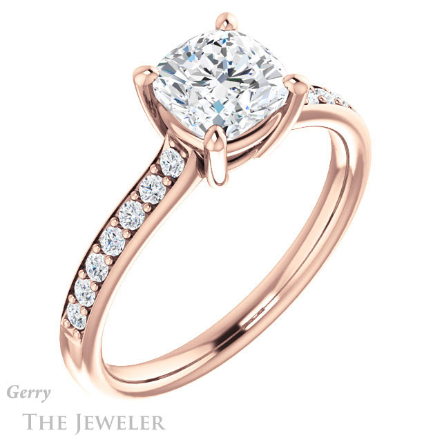 Cushion Cut Forever One Moissanite Engagement Ring #GTJ1206-cushion-fo-r