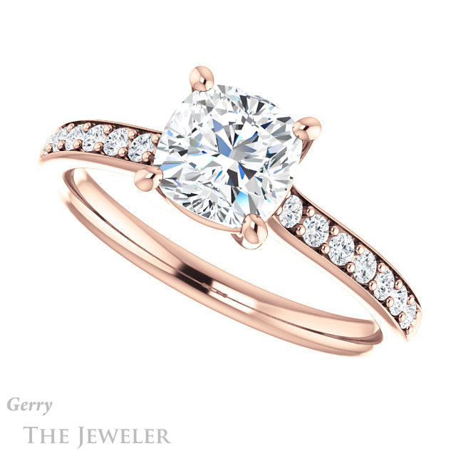Cushion Cut Forever One Moissanite Engagement Ring #GTJ1206-cushion-fo-r
