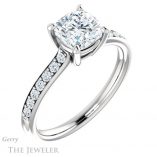 Cushion Cut Forever One Moissanite Engagement Ring #GTJ1206-cushion-fo-w 4 Cushion Cut Forever One Moissanite Engagement Ring #GTJ1206-cushion-fo-w