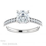 Cushion Cut Forever One Moissanite Engagement Ring #GTJ1206-cushion-fo-w 1 Cushion Cut Forever One Moissanite Engagement Ring #GTJ1206-cushion-fo-w