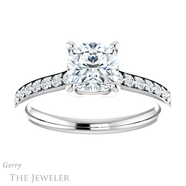 Cushion Cut Forever One Moissanite Engagement Ring #GTJ1206-cushion-fo-w 1 Cushion Cut Forever One Moissanite Engagement Ring #GTJ1206-cushion-fo-w