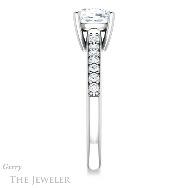 Cushion Cut Forever One Moissanite Engagement Ring #GTJ1206-cushion-fo-w 3 Cushion Cut Forever One Moissanite Engagement Ring #GTJ1206-cushion-fo-w
