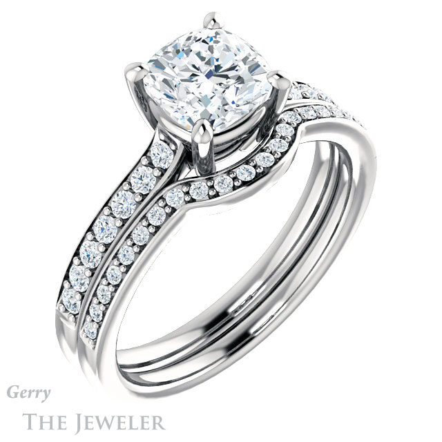 Cushion Cut Forever One Moissanite Engagement Ring #GTJ1206-cushion-fo-w 6 Cushion Cut Forever One Moissanite Engagement Ring #GTJ1206-cushion-fo-w