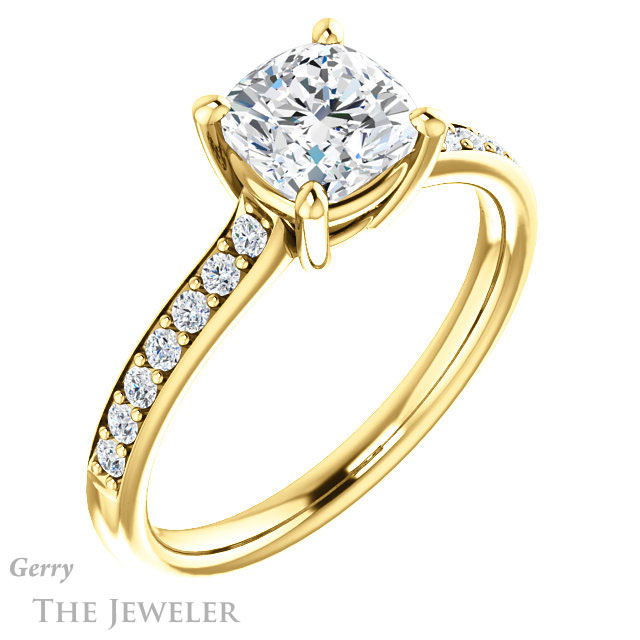 Cushion Cut Forever One Moissanite Engagement Ring #GTJ1206-cushion-fo-y