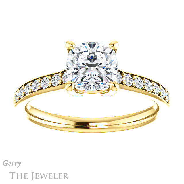 Cushion Cut Forever One Moissanite Engagement Ring #GTJ1206-cushion-fo-y