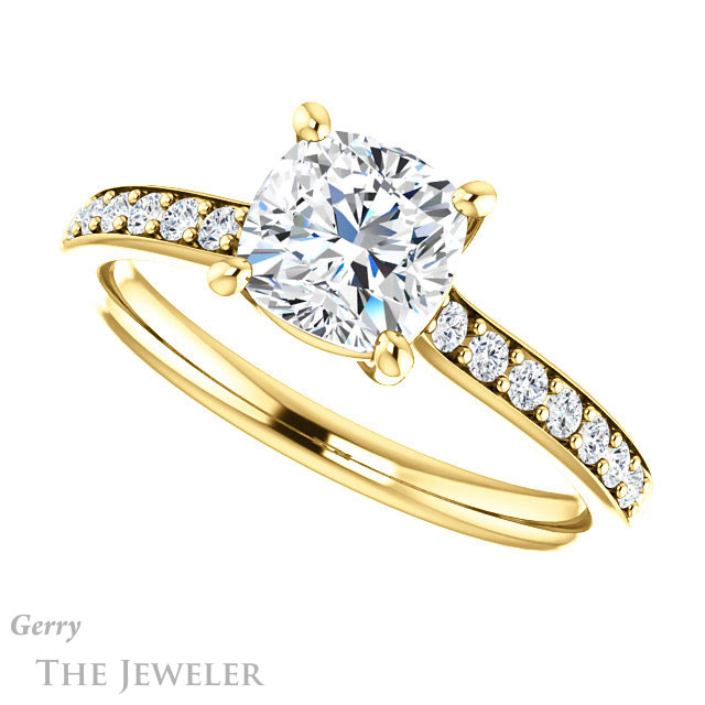 Cushion Cut Forever One Moissanite Engagement Ring #GTJ1206-cushion-fo-y