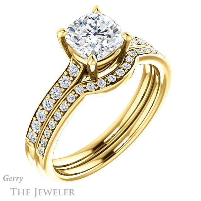 Cushion Cut Forever One Moissanite Engagement Ring #GTJ1206-cushion-fo-y