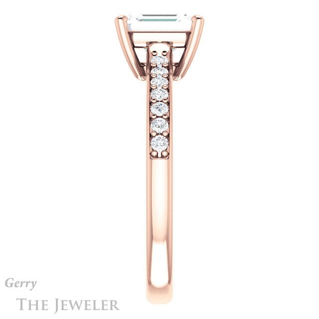 Emerald Cut Forever One Moissanite Engagement Ring #GTJ1206-emerald-fb-r 3 Emerald Cut Forever Brilliant Moissanite Engagement Ring #GTJ1206-emerald-fb-r
