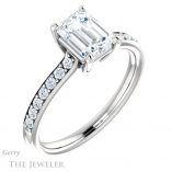 Emerald Cut Forever One Moissanite Engagement Ring #GTJ1206-emerald-fb-w 4 Emerald Cut Forever Brilliant Moissanite Engagement Ring #GTJ1206-emerald-fb-w